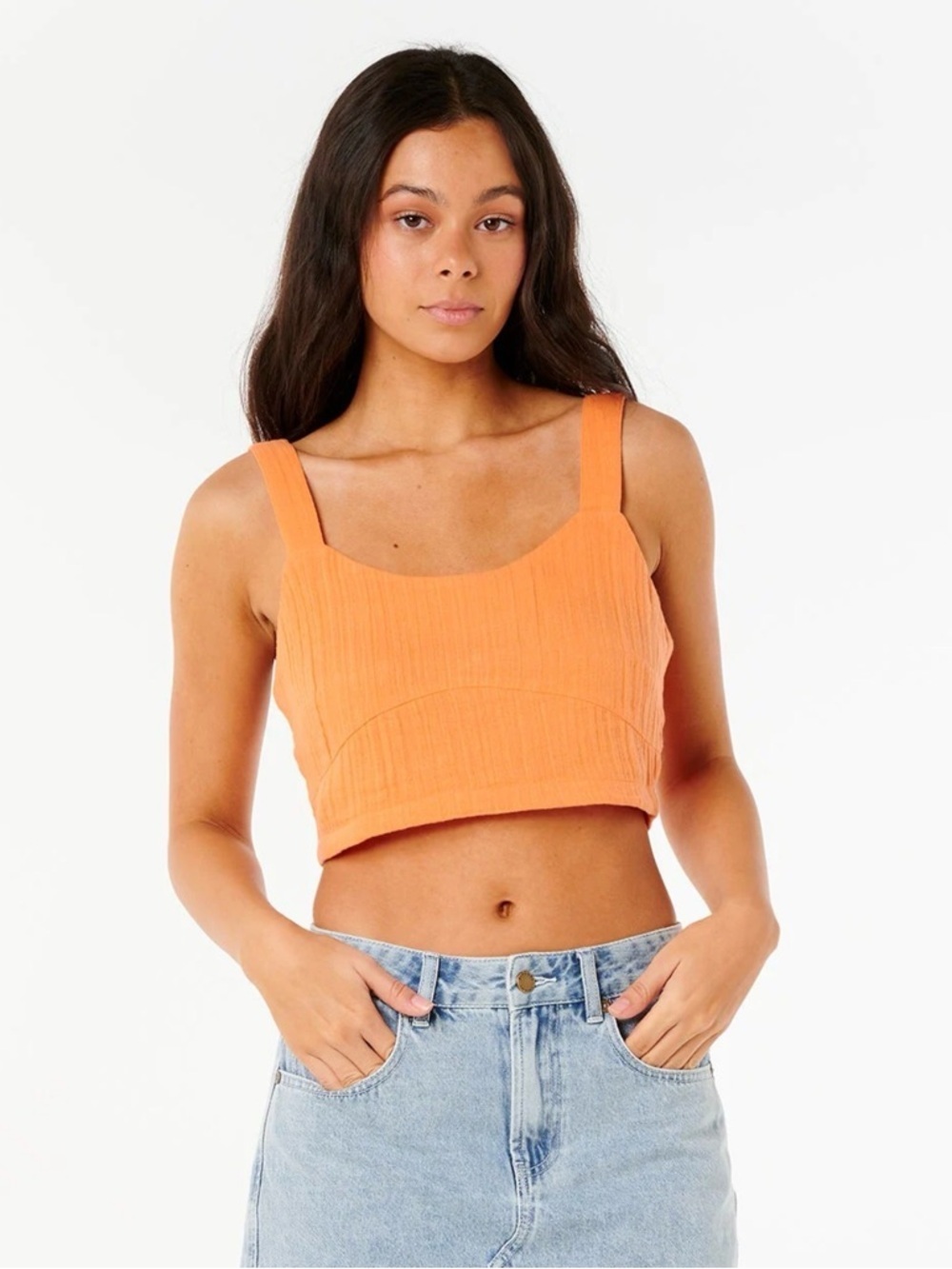 NWT Rip Curl Premium Orange Cropped Ribbed Tank Women’s Size XL